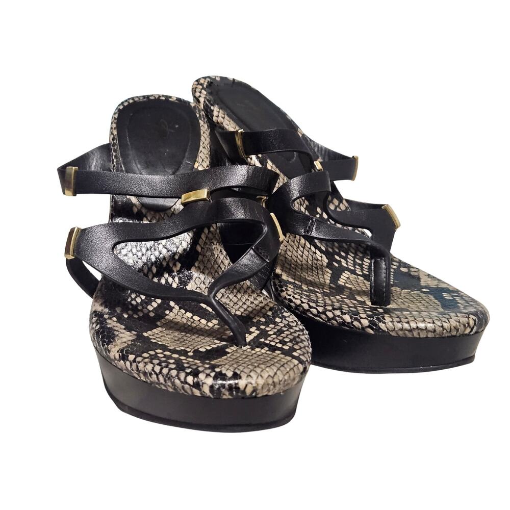 Thalia Sodi Black Marlina Srappy Sandals Snakeskin Gold-tone Hardware Size 7M - Picture 3 of 9